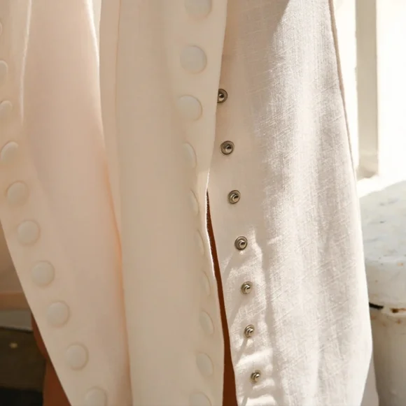 NWT Fabio Linen Mid-rise Snap Wide-leg Trousers By Yellow The Label  Size XS - Picture 3 of 12